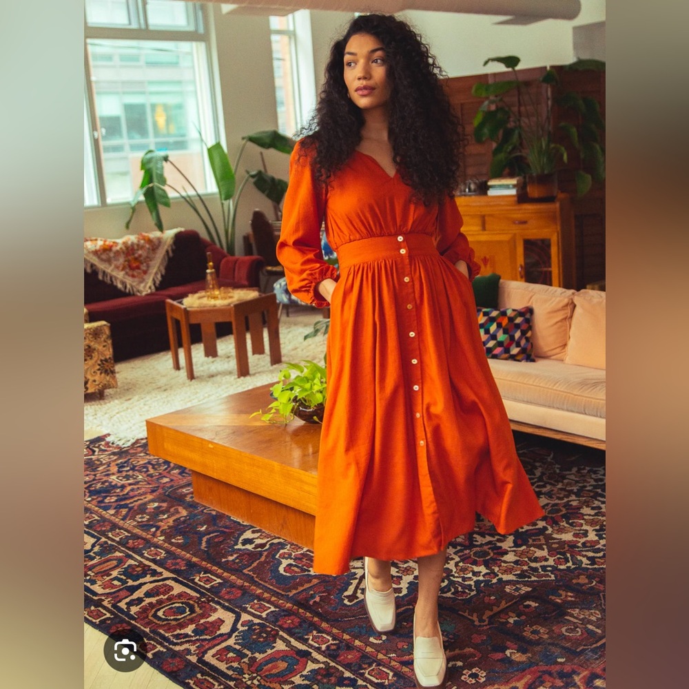 NWT Tamga Designs Lyra Midi Dress in Terracotta